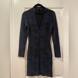 Topshop dark blue and black sparkle dress with keyhole - Size small